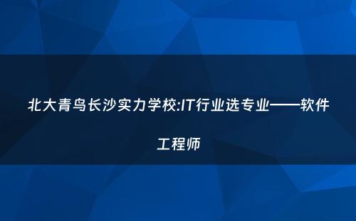 北大青鸟长沙实力学校:IT行业选专业——软件工程师