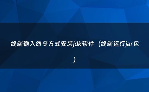 终端输入命令方式安装jdk软件（终端运行jar包）