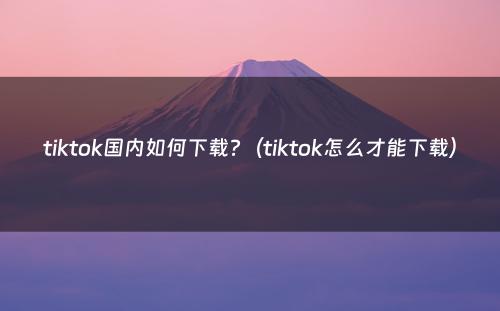tiktok国内如何下载?（tiktok怎么才能下载）