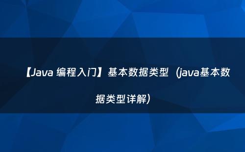 【Java 编程入门】基本数据类型（java基本数据类型详解）
