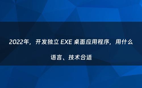2022年，开发独立 EXE 桌面应用程序，用什么语言、技术合适