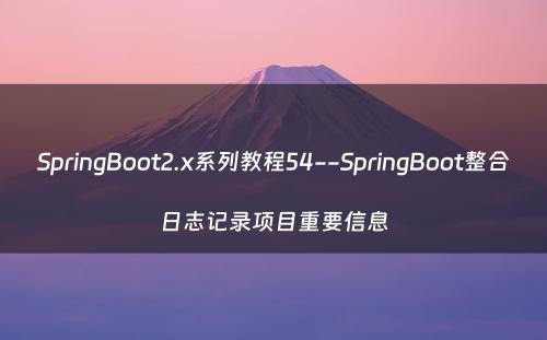 SpringBoot2.x系列教程54--SpringBoot整合日志记录项目重要信息
