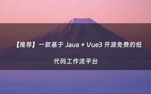 【推荐】一款基于 Java + Vue3 开源免费的低代码工作流平台