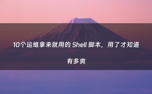 10个运维拿来就用的 Shell 脚本，用了才知道有多爽