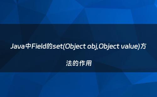 Java中Field的set(Object obj,Object value)方法的作用