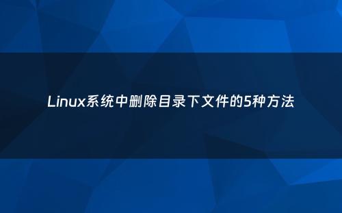 Linux系统中删除目录下文件的5种方法