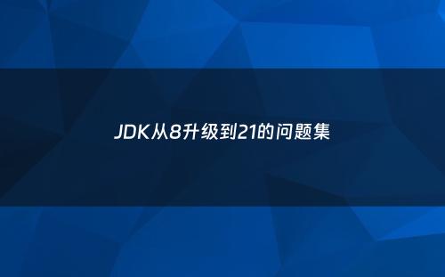 JDK从8升级到21的问题集