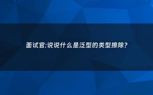 面试官:说说什么是泛型的类型擦除?