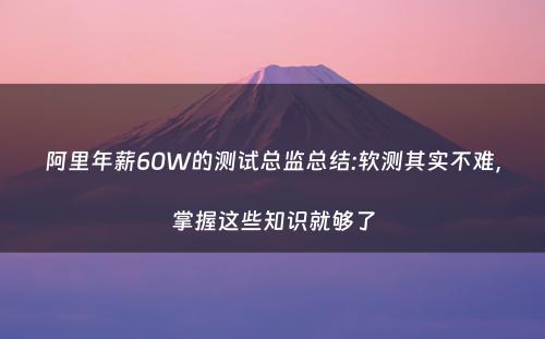 阿里年薪60W的测试总监总结:软测其实不难，掌握这些知识就够了