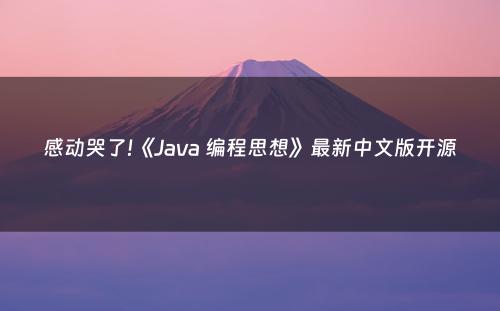 感动哭了!《Java 编程思想》最新中文版开源