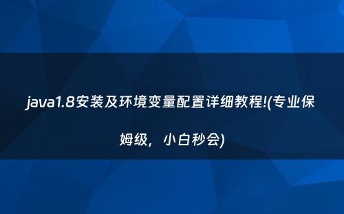 java1.8安装及环境变量配置详细教程!(专业保姆级，小白秒会)