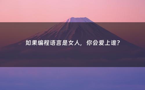 如果编程语言是女人，你会爱上谁?