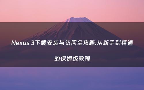 Nexus 3下载安装与访问全攻略:从新手到精通的保姆级教程
