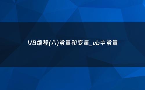 VB编程(八)常量和变量_vb中常量
