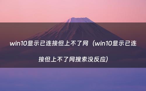 win10显示已连接但上不了网(win10显示已连接但上不了网搜索没反应)