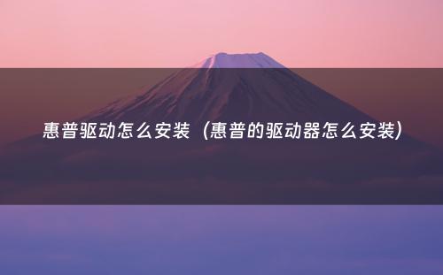 惠普驱动怎么安装（惠普的驱动器怎么安装）