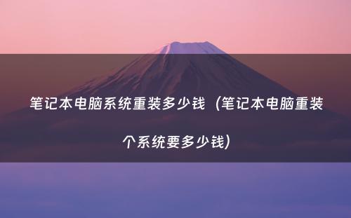 笔记本电脑系统重装多少钱（笔记本电脑重装个系统要多少钱）