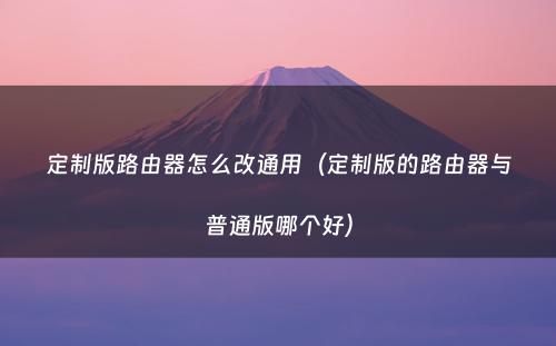 定制版路由器怎么改通用（定制版的路由器与普通版哪个好）