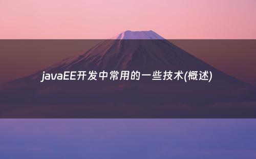 javaEE开发中常用的一些技术(概述)
