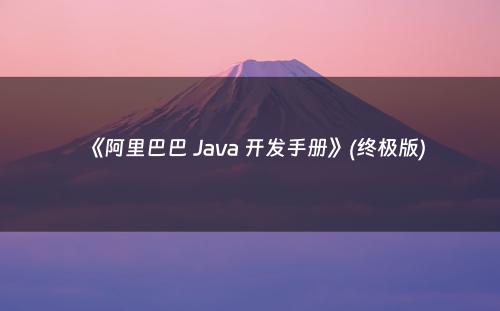 《阿里巴巴 Java 开发手册》(终极版)