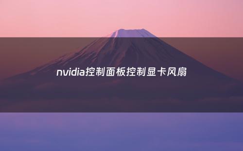 nvidia控制面板控制显卡风扇