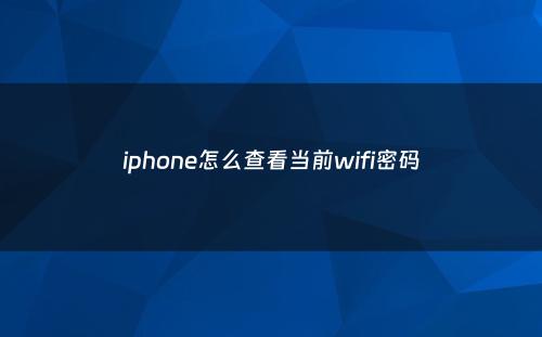 iphone怎么查看当前wifi密码