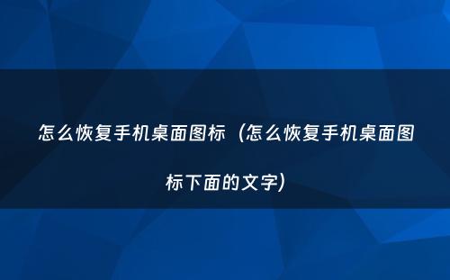 怎么恢复手机桌面图标（怎么恢复手机桌面图标下面的文字）
