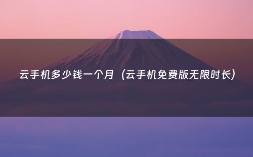 云手机多少钱一个月（云手机免费版无限时长）