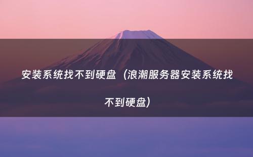 安装系统找不到硬盘（浪潮服务器安装系统找不到硬盘）