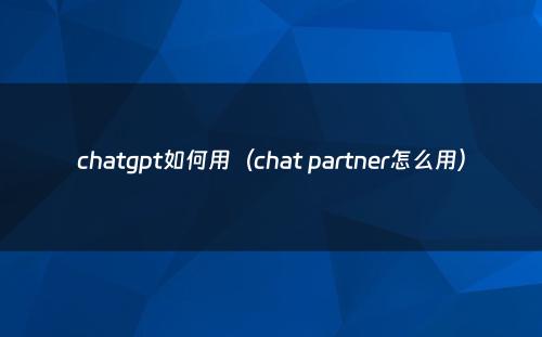 chatgpt如何用（chat partner怎么用）