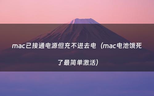 mac已接通电源但充不进去电（mac电池饿死了最简单激活）