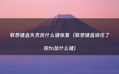 联想键盘失灵按什么键恢复（联想键盘锁住了按fn加什么键）