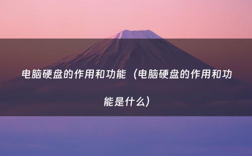 电脑硬盘的作用和功能（电脑硬盘的作用和功能是什么）