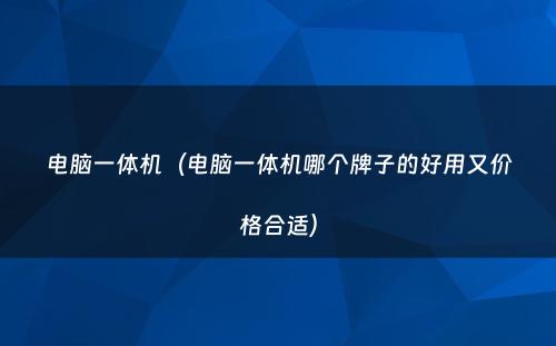 电脑一体机(电脑一体机哪个牌子的好用又价格合适)