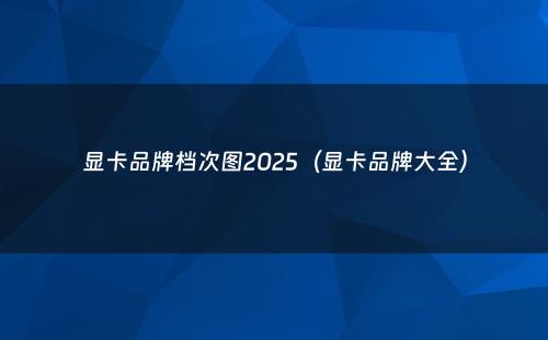 显卡品牌档次图2025（显卡品牌大全）