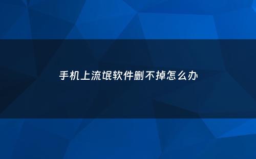 手机上流氓软件删不掉怎么办