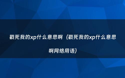 戳死我的xp什么意思啊（戳死我的xp什么意思啊网络用语）