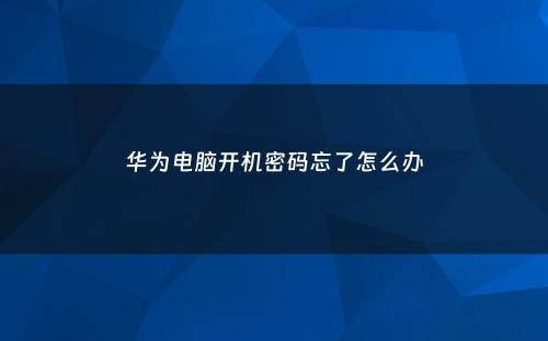 华为电脑开机密码忘了怎么办