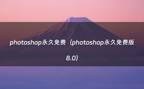photoshop永久免费(photoshop永久免费版8.0)