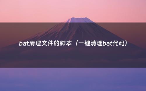 bat清理文件的脚本（一键清理bat代码）