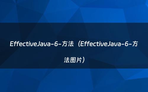 EffectiveJava-6-方法（EffectiveJava-6-方法图片）