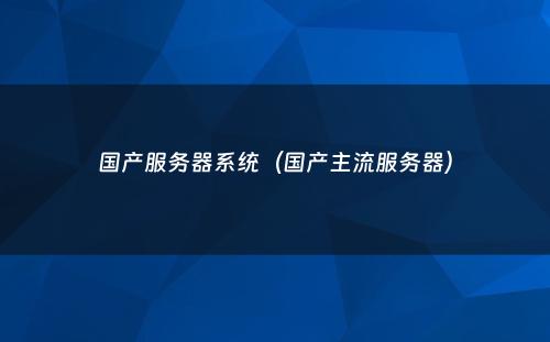 国产服务器系统(国产主流服务器)