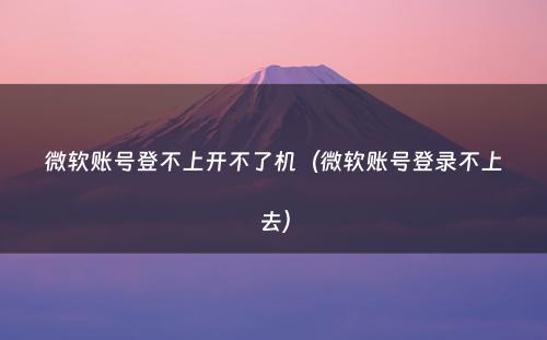 微软账号登不上开不了机（微软账号登录不上去）