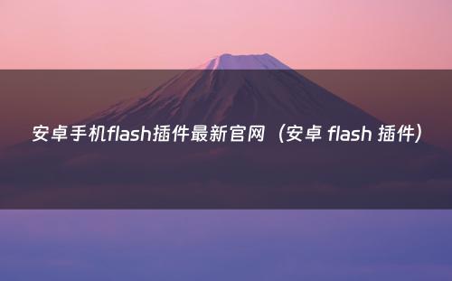 安卓手机flash插件最新官网(安卓 flash 插件)