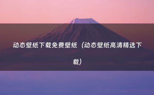 动态壁纸下载免费壁纸(动态壁纸高清精选下载)