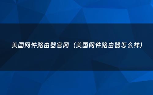 美国网件路由器官网（美国网件路由器怎么样）