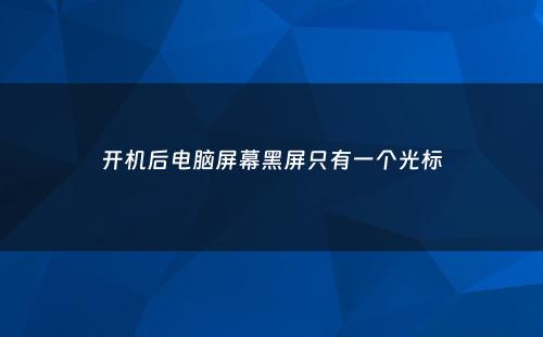 开机后电脑屏幕黑屏只有一个光标