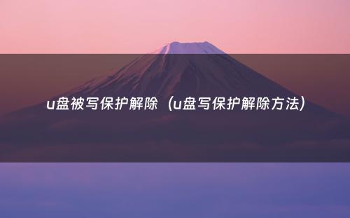 u盘被写保护解除（u盘写保护解除方法）