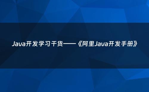 Java开发学习干货——《阿里Java开发手册》