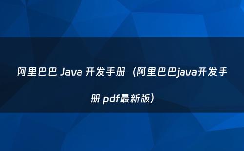 阿里巴巴 Java 开发手册（阿里巴巴java开发手册 pdf最新版）